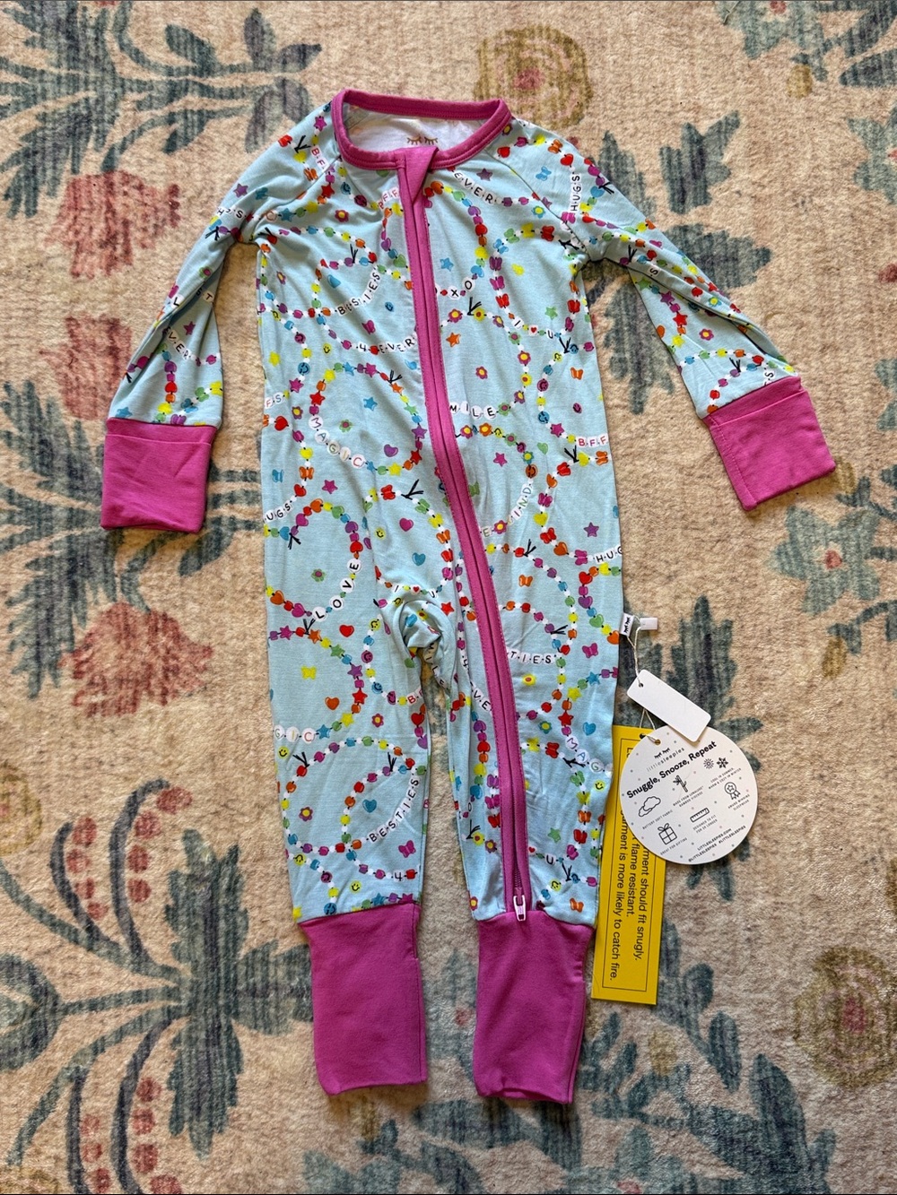 Little sleepies friends forever NWT zippered   Footed Pjs 3-6 months